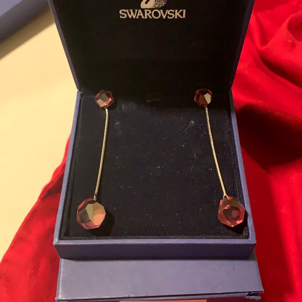 Swarovski Rose Drop Earrings - Silver